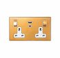 Soho Lighting Natural Brass 13A 2 Gang Super Fast Charge 45W USB A+C Socket - The Palaces Collection