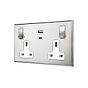 Soho Lighting Nickel 13A 2 Gang Super Fast Charge 45W USB A+C Socket - The Palaces Collection