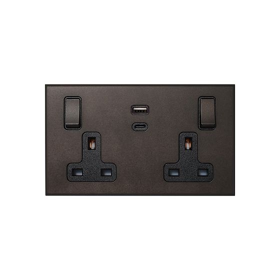 Soho Lighting Heritage Bronze 13A 2 Gang Super Fast Charge 45W USB A+C Socket - The Palaces Collection