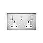 Soho Lighting Nickel 2 Gang 13A Switched Socket 65W Max PD C+C USB Charging with White Insert - The Palaces Collection