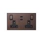 Soho Lighting Heritage Bronze 2 Gang 13A Switched Socket 65W Max PD C+C USB Charging with Black Insert  - The Palaces Collection