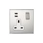 Soho Lighting Nickel 1 Gang 13A Double Pole Switched Socket 3.1A Type C+C USB Charging with White Insert - The Palaces Collection