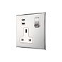 Soho Lighting Nickel 1 Gang 13A Double Pole Switched Socket 3.1A Type C+C USB Charging with White Insert - The Palaces Collection