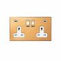 Soho Lighting Natural Brass 2 Gang 13A Double Pole Switched Socket 4.8A Type C+C USB Charging with White Insert  - The Palaces Collection