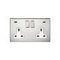 Soho Lighting Nickel 2 Gang 13A Double Pole Switched Socket 4.8A Type C+C USB Charging with White Insert - The Palaces Collection