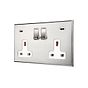 Soho Lighting Nickel 2 Gang 13A Double Pole Switched Socket 4.8A Type C+C USB Charging with White Insert - The Palaces Collection
