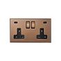 Soho Lighting Aged Brass 2 Gang 13A Double Pole Switched Socket 4.8A Type C+C USB Charging with Black Insert  - The Palaces Collection