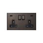Soho Lighting Heritage Bronze 2 Gang 13A Double Pole Switched Socket 4.8A Type C+C USB Charging with Black Insert  - The Palaces Collection