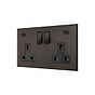 Soho Lighting Heritage Bronze 2 Gang 13A Double Pole Switched Socket 4.8A Type C+C USB Charging with Black Insert  - The Palaces Collection