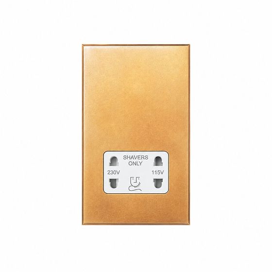 Soho Lighting Natural Brass 230V/115V Dual Voltage Shaver Socket with White Insert  - The Palaces Collection
