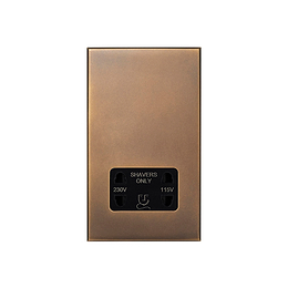 Soho Lighting Aged Brass 230V/115V Dual Voltage Shaver Socket with Black Insert  - The Palaces Collection