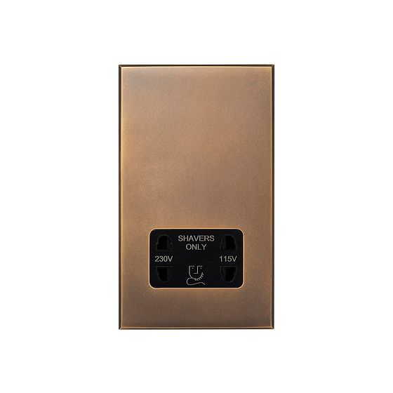 Soho Lighting Aged Brass 230V/115V Dual Voltage Shaver Socket with Black Insert  - The Palaces Collection