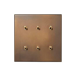 Soho Lighting Aged Brass 6 Gang 20A 2 Way Retractive Toggle Switch - The Palaces Collection