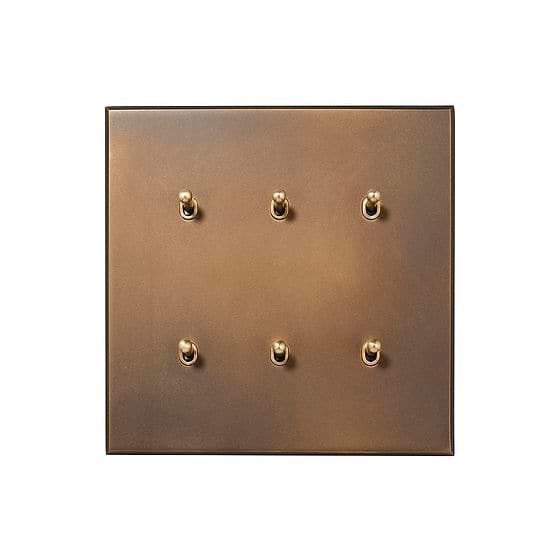 Soho Lighting Aged Brass 6 Gang 20A 2 Way Retractive Toggle Switch - The Palaces Collection