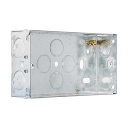 2 Gang 35mm Galvanised Steel Flush Knock Out (Back) Box