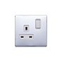 Lieber Polished Chrome 13A 1 Gang Switched Socket, Double Pole - White Insert Screwless