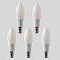 5 Pack - Soho Lighting 4w B15 Small Bayonet 4100K Opal Dimmable LED Candle Bulb with white plastic
