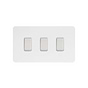 Soho Lighting White Metal Flat Plate 10A 3 Gang Switch on Double Plate 2 Way Wht Ins 2 Way Screwless