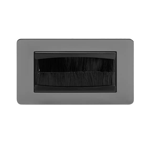 Soho Lighting Black Nickel Flat Plate 2 Gang 4 Module Brush Plate Blk Ins Screwless
