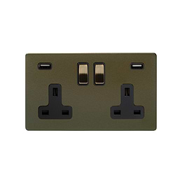 Bronze Bulkhead USB Socke