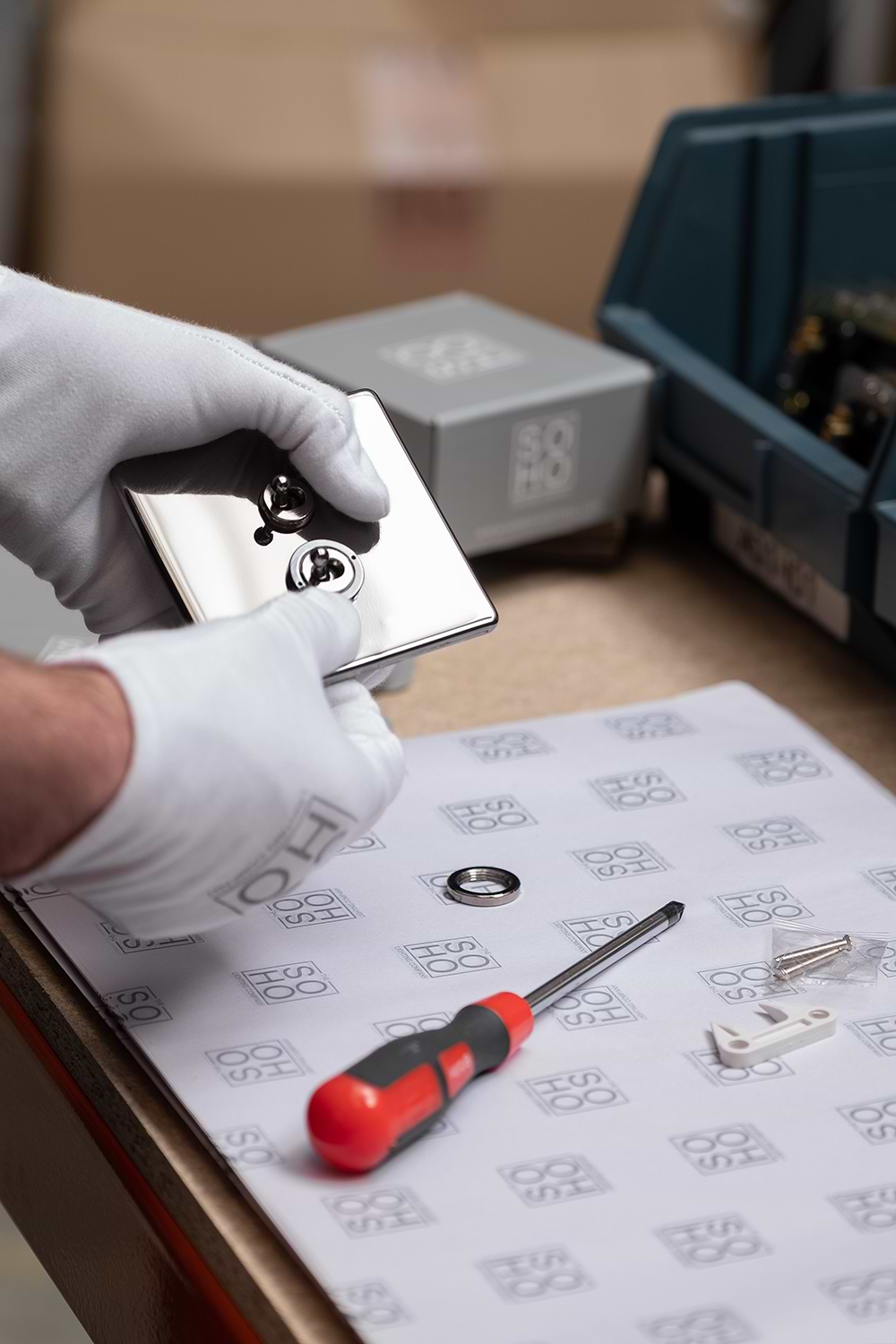 Soho Lighting sockets and switches being hand-finished