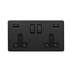 Matt Black 2 Gang USB Socket
