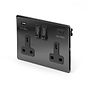 The Connaught Collection Black Nickel 2 Gang USB A + C Socket (13A Socket + 2 USB Ports A+C 3.1A) Blk Ins Screwless