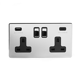 Polished Chrome USB C Socket