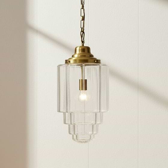 Soho Lighting Glasshouse Lacquered Brass Clear Pendant Light - The Schoolhouse Collection
