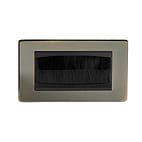 The Charterhouse Collection 2 Gang 4 Module Brush Plate Blk Ins Screwless Antique Brass