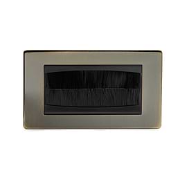 The Charterhouse Collection 2 Gang 4 Module Brush Plate Blk Ins Screwless Antique Brass