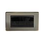 The Charterhouse Collection 2 Gang 4 Module Brush Plate Blk Ins Screwless Antique Brass