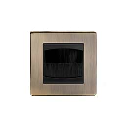 The Charterhouse Collection 1 Gang 2 Module Brush Plate Blk Ins Screwless Antique Brass