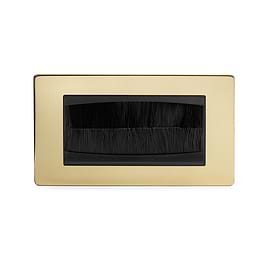 The Savoy Collection Brushed Brass 2 Gang 4 Module Brush Plate Blk Ins Screwless