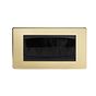 The Savoy Collection Brushed Brass 2 Gang 4 Module Brush Plate Blk Ins Screwless