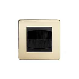 The Savoy Collection Brushed Brass 1 Gang 2 Module Brush Plate Blk Ins Screwless