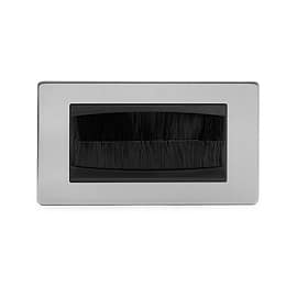 The Lombard Collection Brushed Chrome 2 Gang 4 Module Brush Plate Blk Ins Screwless