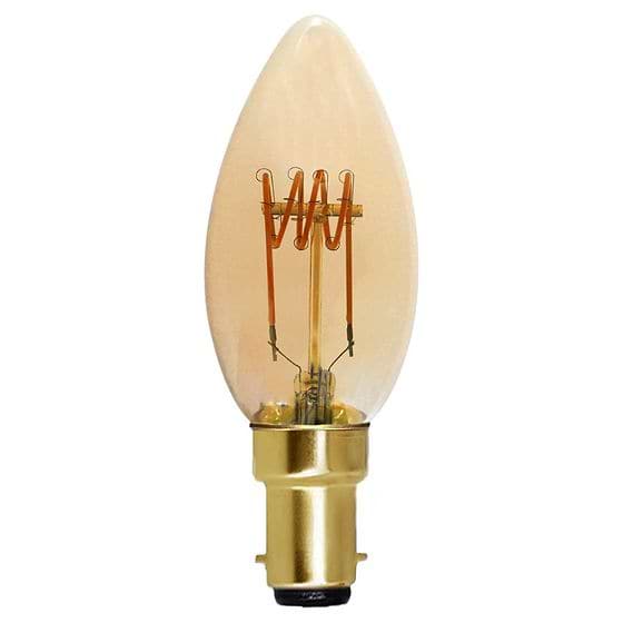 Soho Lighting B15 Amber Candle C35 LED Light Bulb 3W 1800K CRI>95 T-Spiral Filament Dimmable
