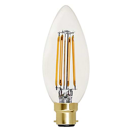 Soho Lighting B22 Clear Candle C35 LED Light Bulb 4.2W 2700K CRI>93 Straight Filament Dimmable