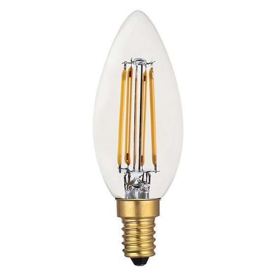 Soho Lighting E14 Clear Candle C35 LED Light Bulb 4.2W 2700K CRI>93 Straight Filament Dimmable