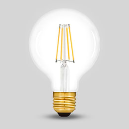 Soho Lighting E27 Clear Globe G125 LED Light Bulb 7.3W 2700K CRI>93 Straight Filament Dimmable