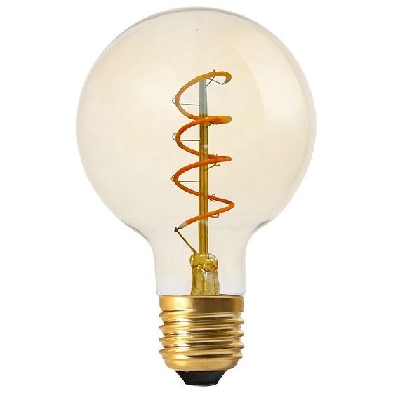 Soho Lighting E27 Amber Globe G80 LED Light Bulb 4W 1800K CRI>95 Spiral Filament Dimmable
