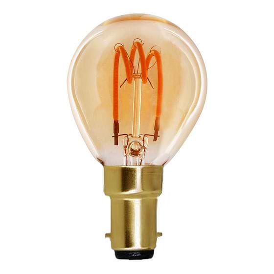Soho Lighting B15 Amber Golfball P45 LED Light Bulb 3W 1800K CRI>95 T-Spiral Filament Dimmable