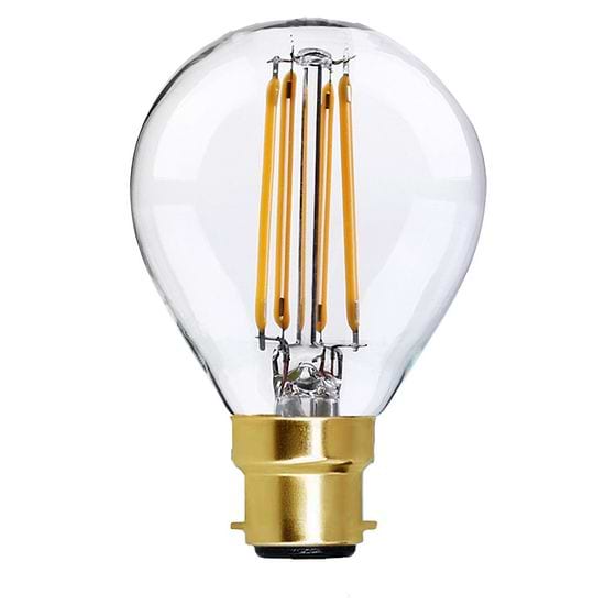 Soho Lighting B22 Clear Golfball G45 LED Light Bulb 4.2W 2700K CRI>93 Straight Filament Dimmable