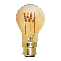 Soho Lighting B22 Amber GLS A60 LED Light Bulb 4W 1800K CRI>95 T-Spiral Filament Dimmable