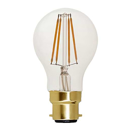 Soho Lighting B22 Clear GLS A60 LED Light Bulb 7.3W 2700K CRI>93 Straight Filament Dimmable