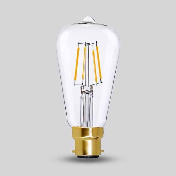 Soho Lighting B22 Classic Clear Teardrop Dimmable LED Bulb ST64, 7W, 2700K, High CRI