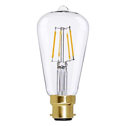 Soho Lighting B22 Clear Teardrop ST64 LED Light Bulb 7.3W 2700K CRI>93 Straight Filament Dimmable