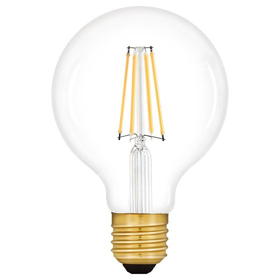 Soho Lighting E27 Clear Globe G125 LED Light Bulb 7.3W 2700K CRI>93 Straight Filament Dimmable