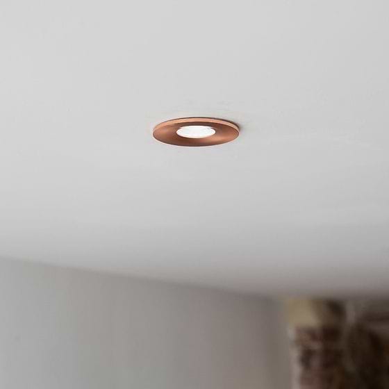 Soho Lighting Brushed Copper CCT Dim To Warm LED Downlight Fire Rated IP65